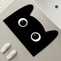Diatomaceous Earth Bath Mat Thin Soft Bathroom Rug Cartoon Cat Diatom Mat Quick