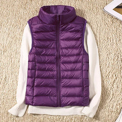 Down Jacket Women Sleeveless Ultra Light Down Vests Slim Jacket Girl Gilet Lightweight