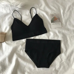 Women's Sports Bra Set Underwear Bra Korean Style Push Up No Steel Ring Bra