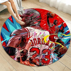 Basketball Star Carpet for Living Room Rugs Camping Picnic Mats Flannel Anti-Slip Rug