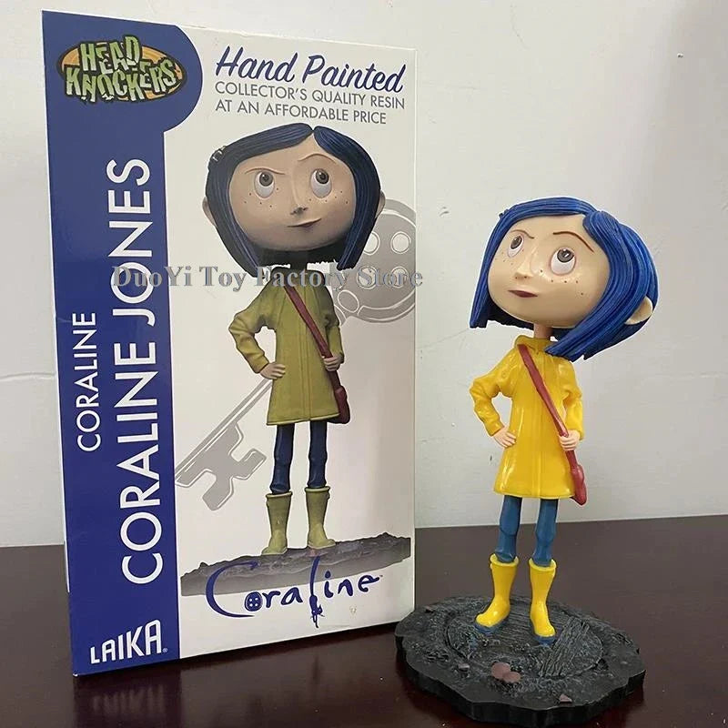 NECA Anime Coraline Doll Articulated Anime Figure Raincoat Sweater In Striped Shirt Toy LA Girl Decoration Model Bithday Gifts