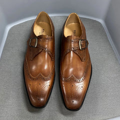 Luxury Dress Shoes Men's Genuine Leather Italian Wingtip Oxfords