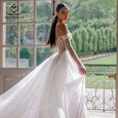 White Bridesmaid Dresses: Wedding Dress Beading Split Mermaid Detachable Train