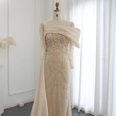 Homecoming Dresses: Crystal Mermaid Evening Dress with Overskirt