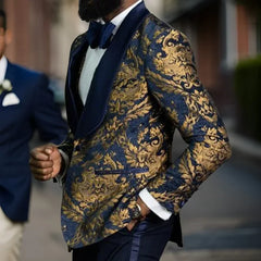 Floral Men Suit Jacket Slim Fit Wedding Tuxedo Blazer 1 Pc Shawl