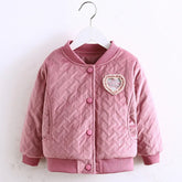 Fashion Children V-Neck Embroidery Patchwork Soft Thickening Baseball Jacket For Kids