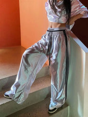 Y2k Casual Striped Sweatpants Women Korean Style Wide Leg Joggers Classic