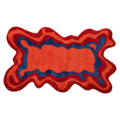 70s Retro Psychedelic Groovy Tufted Rug for Living Room Bedroom Fluffy Red Trippy