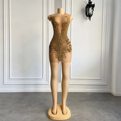 Homecoming Dresses: Through Black Girl Short Prom Dress Golden Diamond