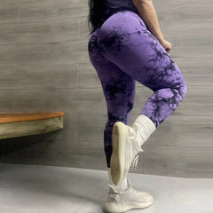 Tie Dye Seamless Leggings Push Up Women Mallas Sports Fitness Contour Yoga
