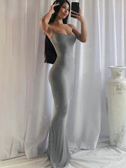 Maxi Dress Spring Satin Slip Sleeveless Slim Party