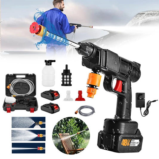 High-voltage Lithium Battery Car Water Gun 30bar Washer Portable Rechargeable 48v 300W motor Battery Spray Cleaning Machine
