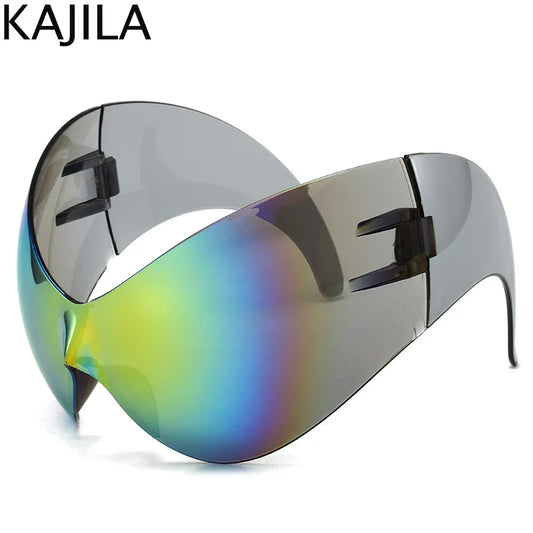 Oversized Y2K Punk One-piece Sunglasses Women Men 2025 Luxury Brand Steampunk Sports Sun Glasses For Lady Windproof Goggle UV400