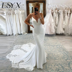 White Bridesmaid Dresses: White Wedding Dress Spaghetti Straps Backless Lace