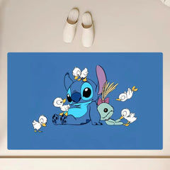 Cartoon Stitch and Lilo Cute Floor Mat Anti-Slip Bathroom Kitchen Bedroom Living Room