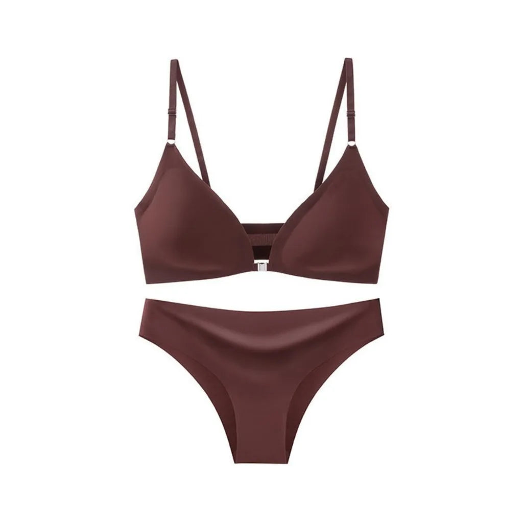Ice Silk Seamless Bra and panty set, Beautiful Back Push-up Bra