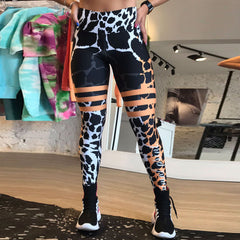 Leopard Stripe 3D Print Women's Pants Push Up Running Sports Leggings Slim Pants