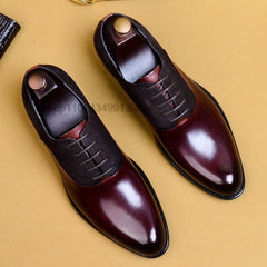 Mens Oxford Genuine Leather Shoes Black Brown Classic Shoes Brogue