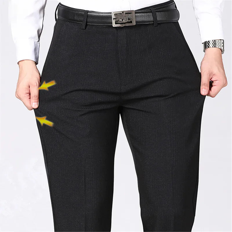 Men Suit Pants Classic Style Solid Formal Business Pants Straight Suit Trousers Mens