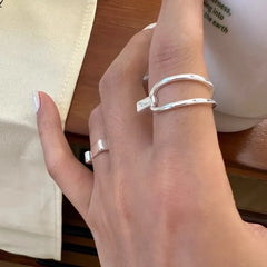 VENTFILLE 925 Sterling Silver Ring for Women Girl Jewelry Geometry Hollowed Out Design Overlapping Simple Gift Dropshipping