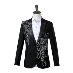 Beach Wedding Outfit Men: Elegant Appliqued Two-piece Men's Suit for Wedding Banquet