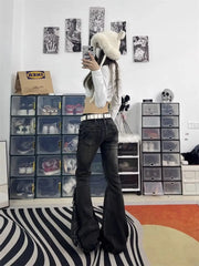 high street retro hottie micro-flare jeans women American Y2k autumn and winter