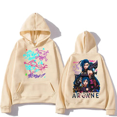Arcane Jinx Hoodies Man Women Harajuku Clothing Hot Anime Arcane Pullovers Unisex