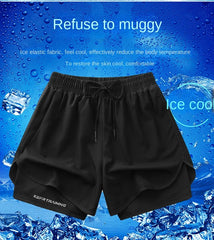 two pieces of sports shorts, men's and women's quick drying three point