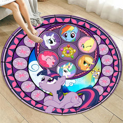 My Little Pony Printed Round Carpet for Living Room Rugs Camping Picnic Mats Flannel