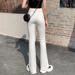 Flared Jeans Woman High Waist Wide Leg Pants Leisure Fashion Stretch