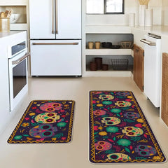 Mexico Day of The Dead Kitchen Mat Home Entrance Doormat Decor Dia De Los Muertos