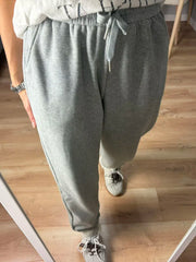 Sweatpants Women Winter Straight Leg Fleece Pants Elastic Waist Gray Velvet Trousers