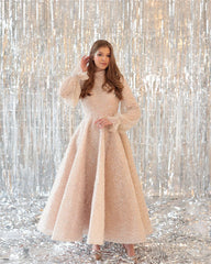 Homecoming Dresses: Modest Shiny Sequins Glitter Fabric Prom Dress