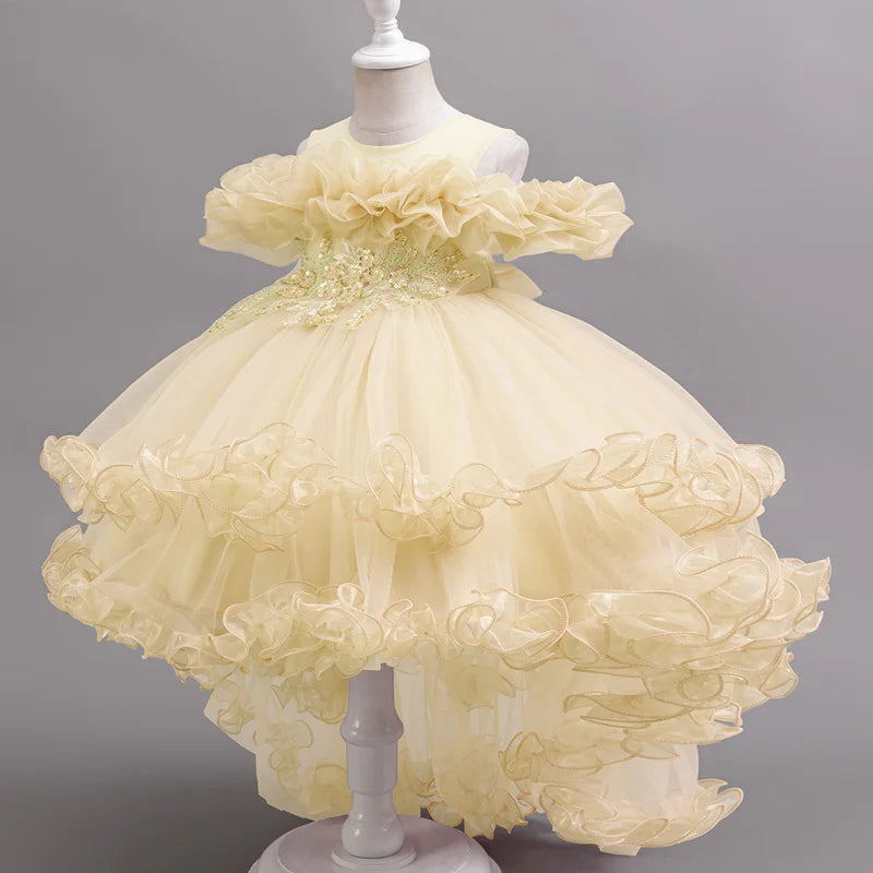 Girl Flower Princess Sequins Baby Wedding Christmas Party Tail Dress Birthday Party Wedding Flower Girl Sweet and Cute Dress