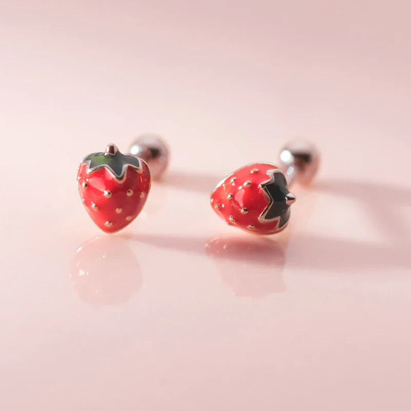 INZATT Real 925 Sterling Silver Mushroom Piercing Screw Ball Stud Earrings for Women Minimalist Fine Jewelry Plant Accessories