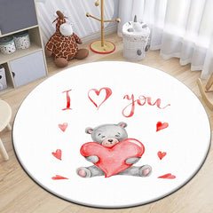 Sleep Bear HD Printed Cartoon Round Carpet for kids Living Room Rugs Camping Picnic