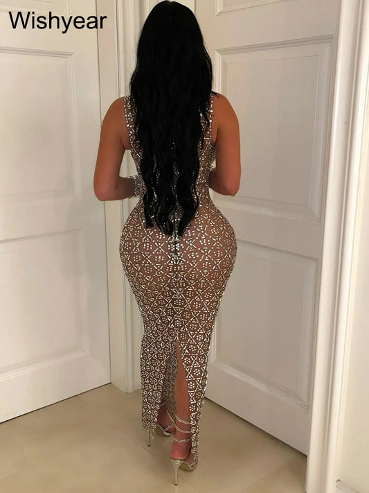 Evening Dresses: Rhinestones Wedding Evening Dresses Women‘s Mesh