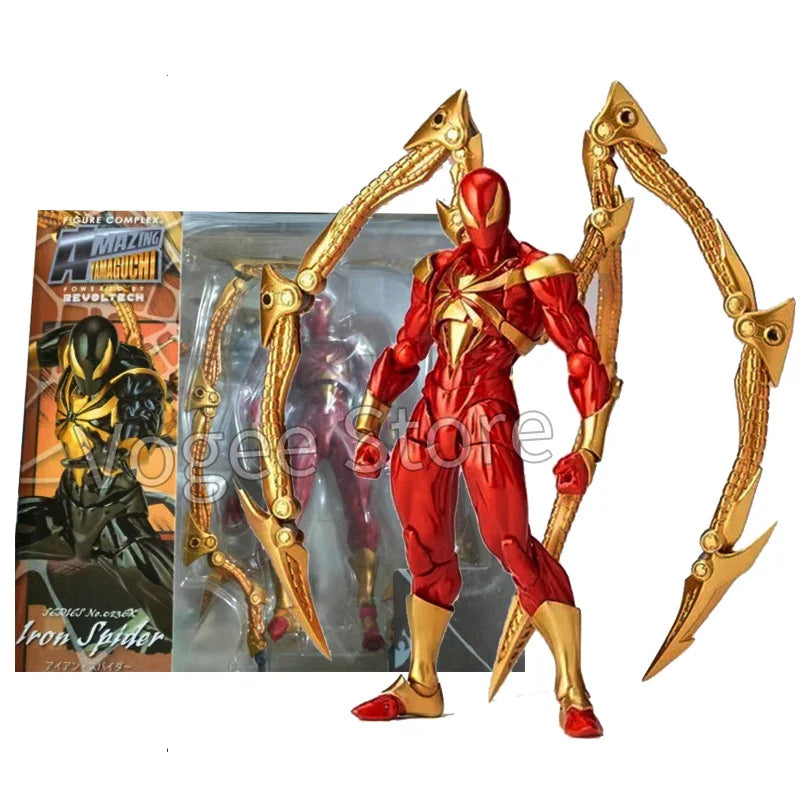 Iron Spider AMAZING YAMAGUCHI Spider Man Peter Parker Black Red KAIYODO Action Figure Statue Model Collectible Kids For Toy Gift