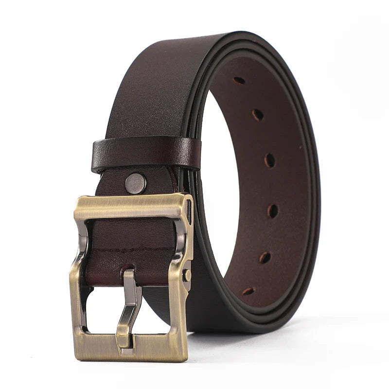 3.8cm Wide Men's Belt 110cm 120cm 130cm High-Quality Leather Belt Men's Retro Pure Cowhide Alloy Pin Buckle Jeans Men's Belt