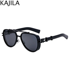 Sunglasses Men Brand Oval Metal Frame Steampunk Sunglasses