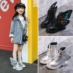 Winter Fashion Butterfly Princess Botas Casual Non-slip Ankle Boots Silver