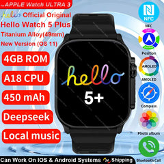 Smartwatch 2026 Original Hello Watch 5 Plus ULTRA3 49mm HD AMOLED 4G ROM NFC DeepSeek GPS Compass Bluetooth Call Clock Men Women