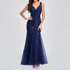 Homecoming Dresses: Red Women Embroidered Beading Long Prom Dress
