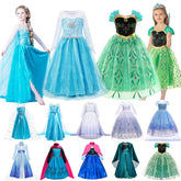 Girls Elsa Dress Children Mesh Print Princess Dress Kids Anna Cosplay