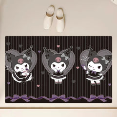 Cartoon Kuromi Cute Floor Mat Anti-Slip Bathroom Kitchen Bedroom Living Room