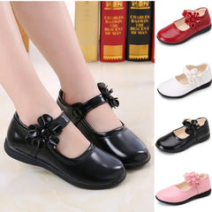 Girls Princess Leather Shoes For Black Kids Dress Sheos Red Sandals Flowers