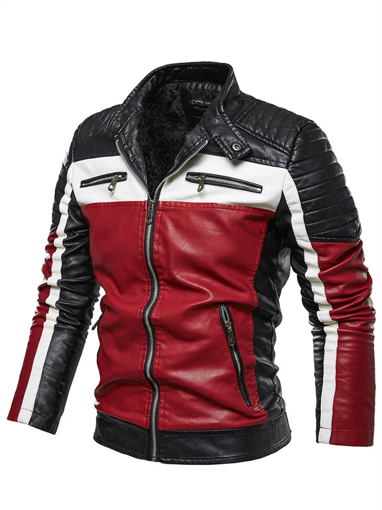 Winter Men's Motorcycle Leather Jacket Men Fashion Casual