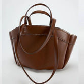 Tote Bag Underarm Pouch Fashion Pu Leather Shoulder Bag Retro Crossbody Bag