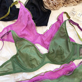 French Ultra Thin Bralette for Women Underwear Top Deep V Push Up Bra Set