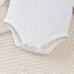 3PCS Newborn Baby Boy Clothes Set Long Sleeved Color Blocked Bodysuit+Gray Pants+Hat Autumn Clothing for Toddlers 1-18 Months